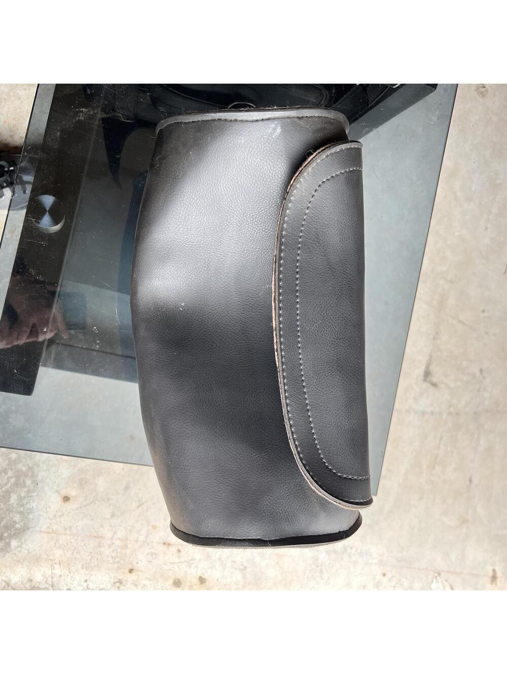 Black Leather Motorcycle Saddlebag/Tank Bag with Adjustable Straps